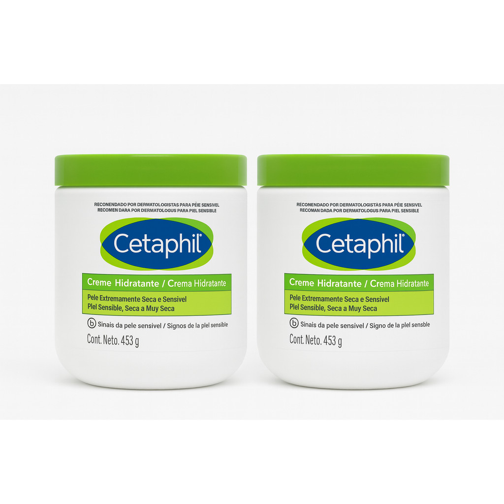 Kit 2 Unidades Cetaphil Creme Hidratante 453g Pele Seca Sensível Hidratação Intensa