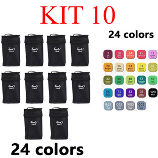 kit 10  24 Cores Caneta Marcadora De Cabeça Dupla Oleosa Montagem Artística Para Estudant…