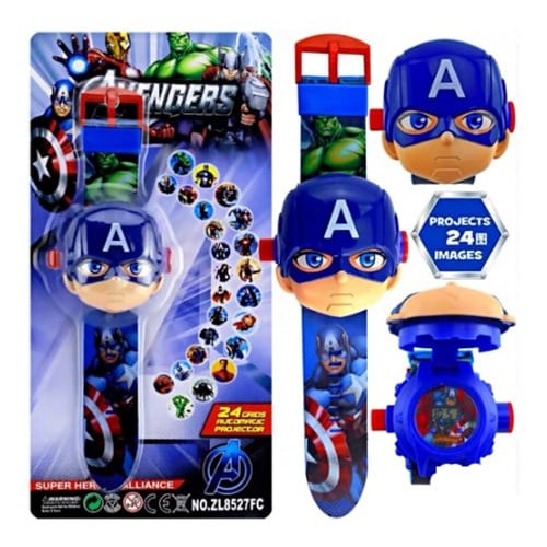 Relógio Infantil Projetor Disney Marvel 24 Imagens Digital