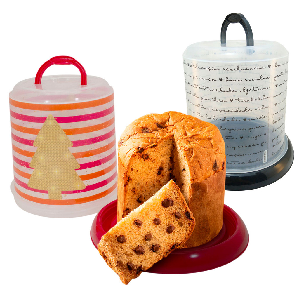 Porta Panetone Natal Chocotone Com Tampa de Rosca Plasútil