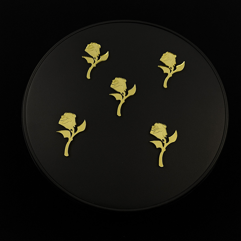 Aplique Rosa Bela e a Fera em Acrílico Espelhado Dourado - 4cm Kit com 10 Unidades.