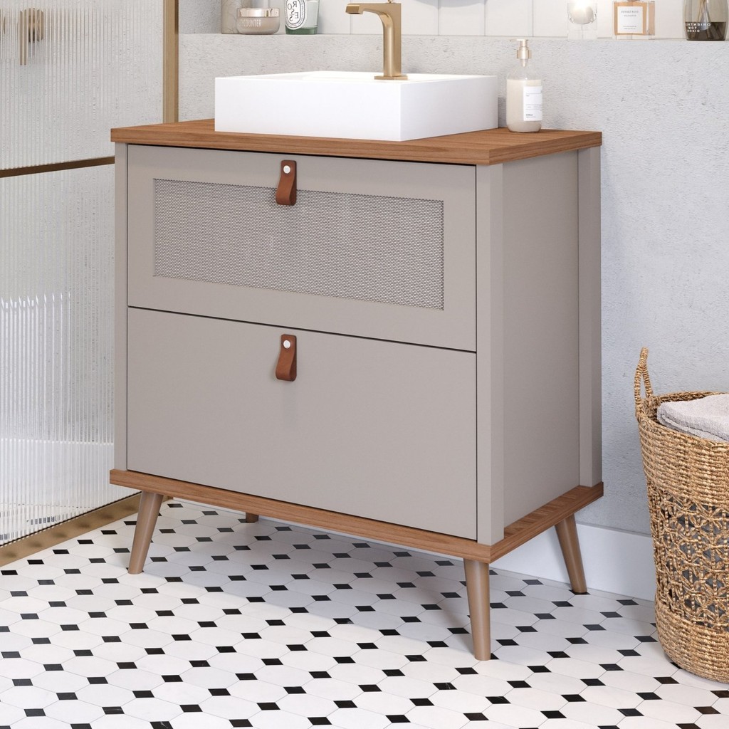 Gabinete para Banheiro com Cuba Mily Espresso Móveis Cappuccino em Oferta na Shopee