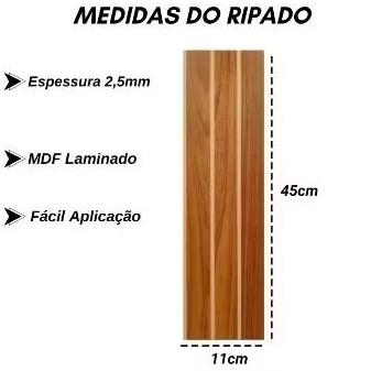 KIT  Revestimento Ripado Painel Placa Decorativa - MDF 45x11cm Sala Quarto Escritório