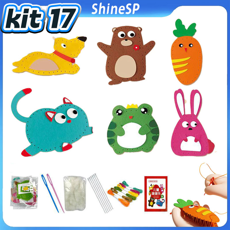 Kit 17 Peças De Costura De, Treinamento De Habilidades Motoras Finas, Brinquedos De Costura De Animais DIY