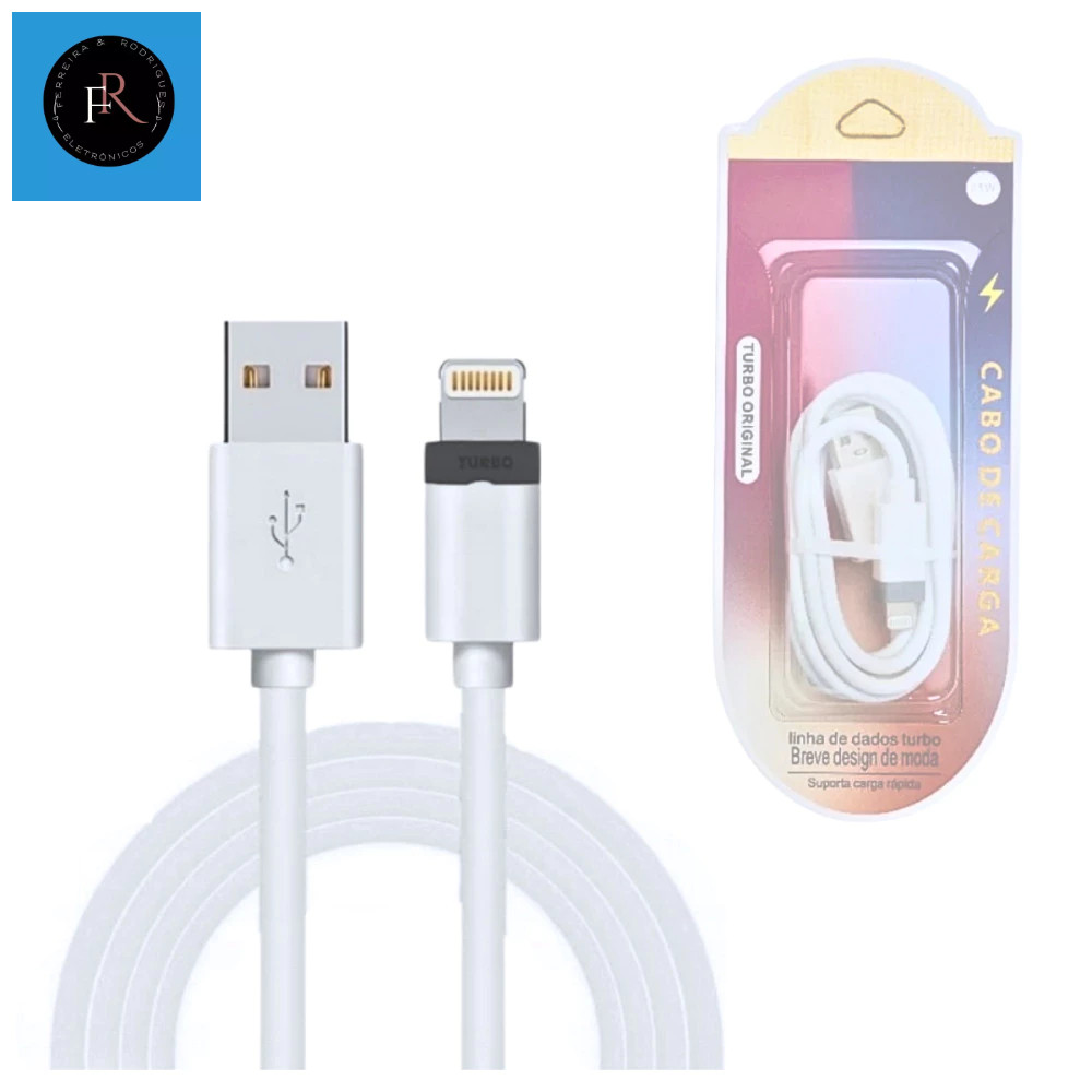 Cabos de Dados Kit c/ 10 un Conexão USB Lightning Rápido 25W de 1 Metro Kapbom KAP-318-5G