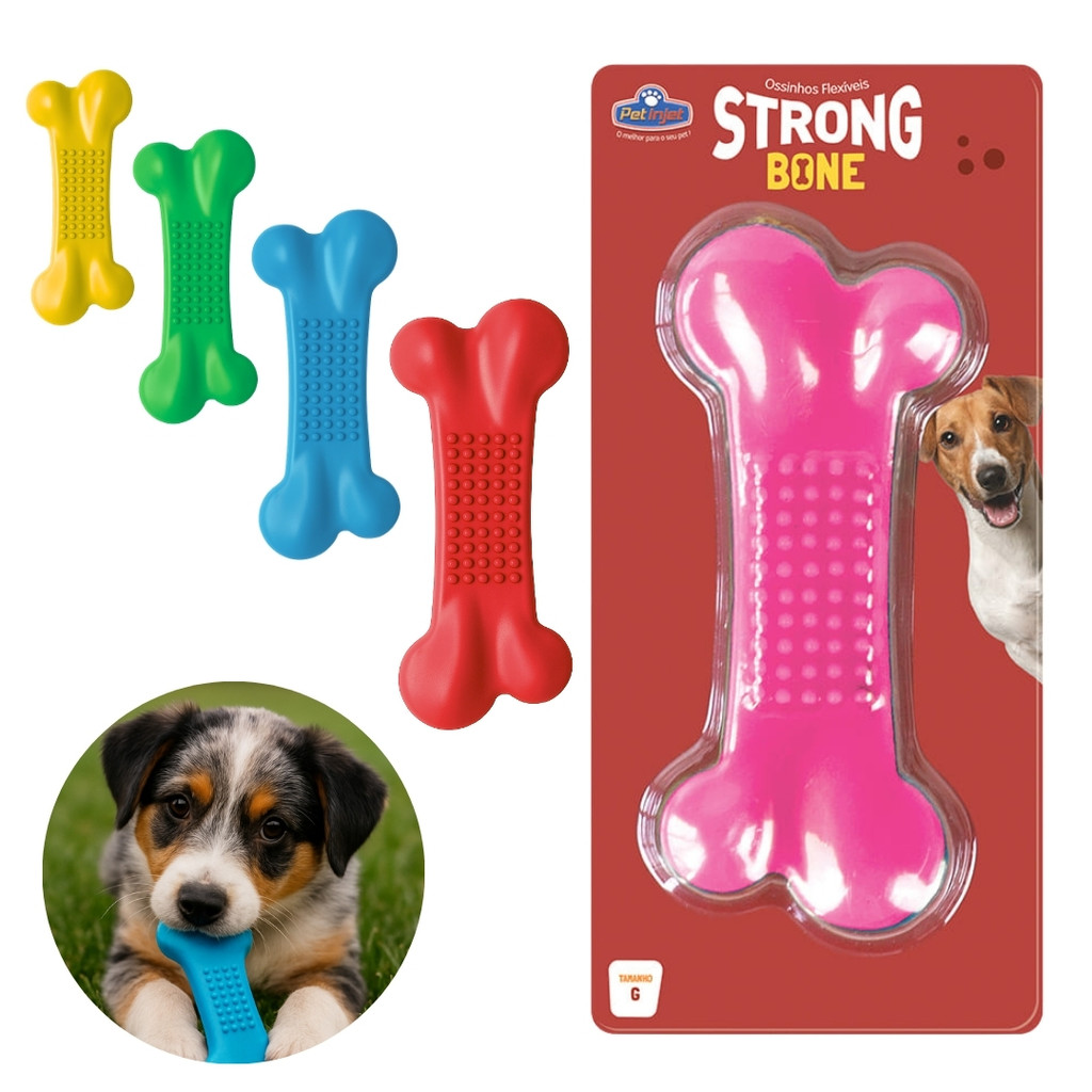 Brinquedo Mordedor Maçico Cachorro Pet Osso Strong Ossinho Flexível Anti Stress