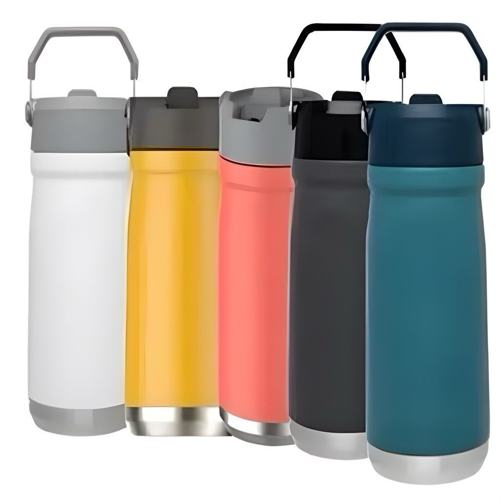 550ml Garrafa Com Alça E Bico Aço Inox Branca Super Vedação