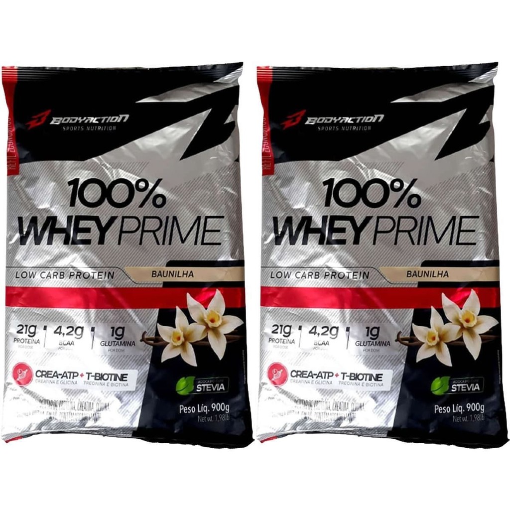 Kit 2X 100% Whey Prime - 900g Refil Baunilha - BodyAction