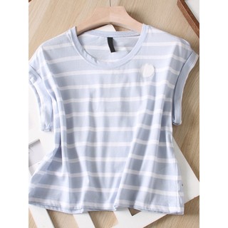 Macio pele-amigável puro algodão moda em torno do pescoço de manga curta camiseta feminina 2025 novo produto Casual list
