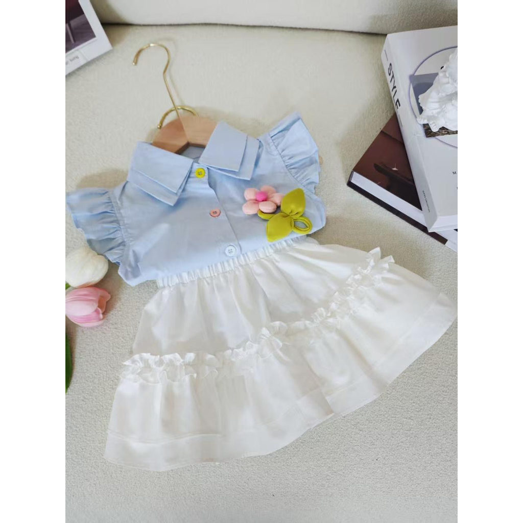 Meninas ternos de verão moda 2026 novo estilo crianças moda bebê menina Casual camisa saia terno de duas peças na moda