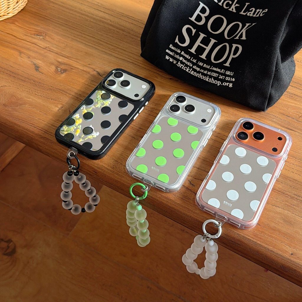 Capa Espelhada De Bolinhas Para IPhone 17 16 15 Pro Max Design De Moldura De Câmera Grande Com Alça De Mão Fosca Traseir