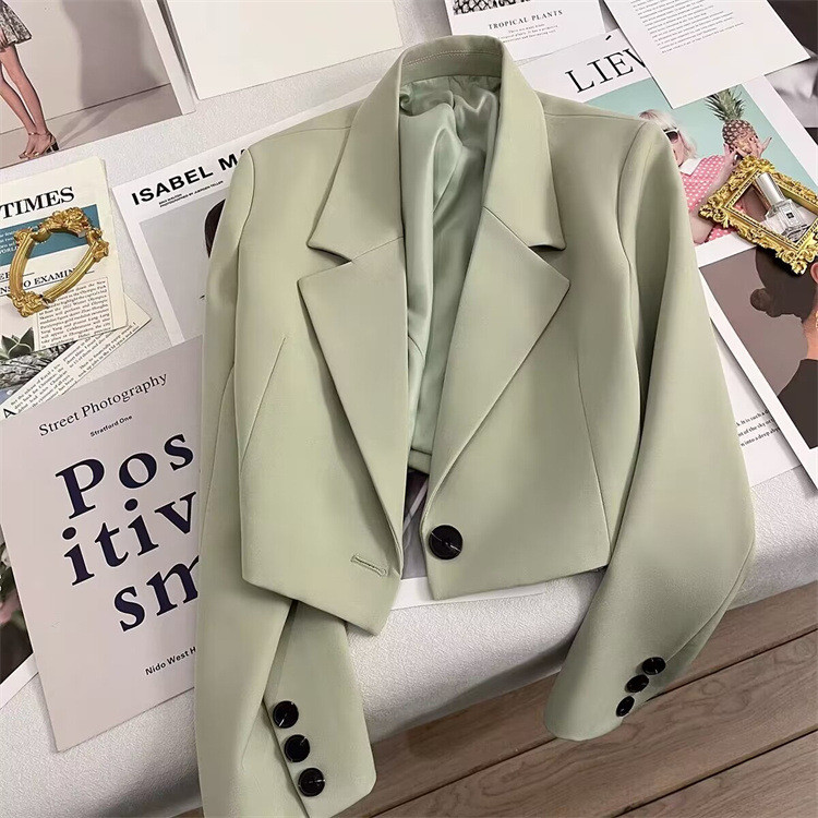 Casaco Curto Vermelho de Primavera 2026 para Mulheres, Blazer Elegante para Mulheres de Baixa Estatura, Casaco Estilo De
