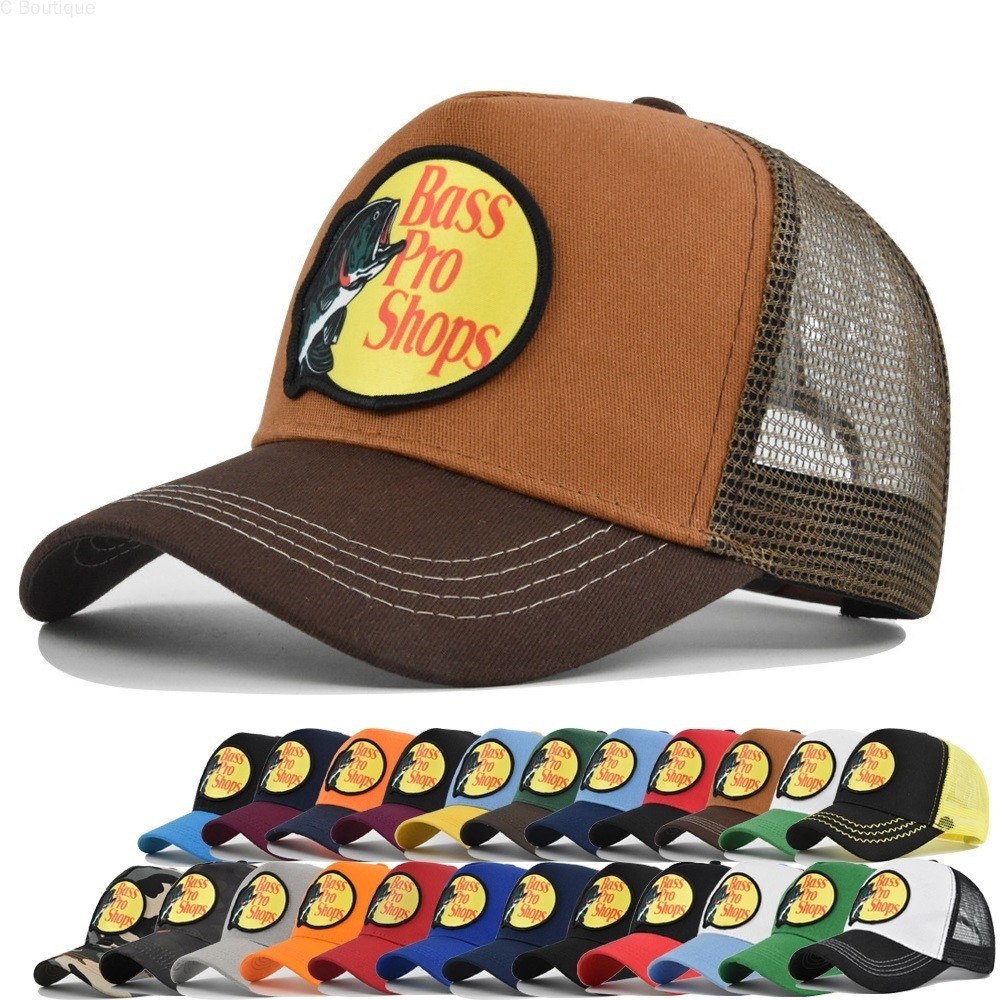 Boné Trucker Masculino para Pesca e Basquete com Etiqueta Tecida, Boné de Beisebol em Tela, Boné Feminino Estilo Dad Hat