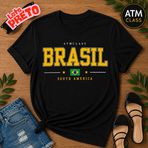 Camiseta Camisa Infantil e Adulto Atmclass Brasil South America Blusa 100% Algodão Envio Rapido