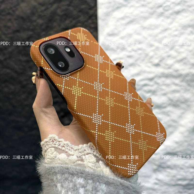 Adequado para capa de celular OnePlus 15T, meia capa Ace6, padrão de fibra de carbono com transferência de água, design