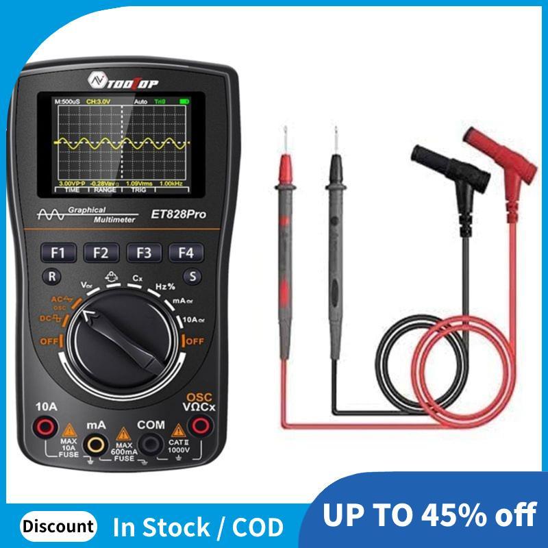 Osciloscópio Portátil Automotivo ET828Pro 10MHz 50Mps/S Multímetro Profissional Voltímetro Amperímetro