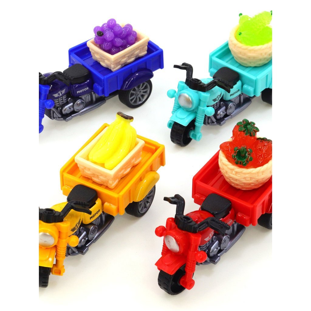 Popular carro de liga leve, motocicleta elétrica de três rodas, carrinho de frutas, modelo de decoração de brinquedo cri