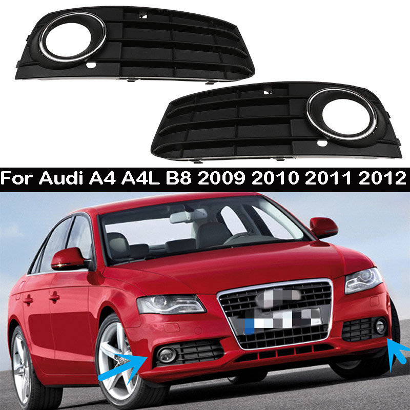 1 Par Para Audi A4 Luz De Nevoeiro Grade Grill Capa Ventilação Grades Carro Lâmpada A4L B8 2009 2010-2012
