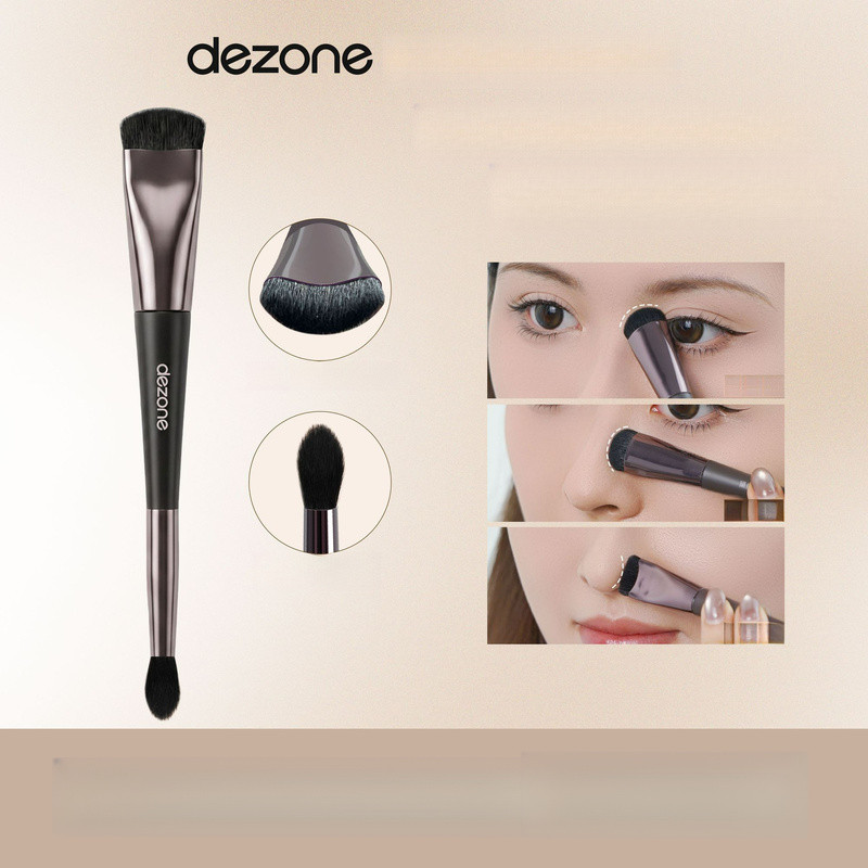 Dezone Pincel De Maquiagem Para Contorno E Iluminador De Nariz 2 Em 1 De Ponta Dupla Sombreamento Facial Escultura Preci