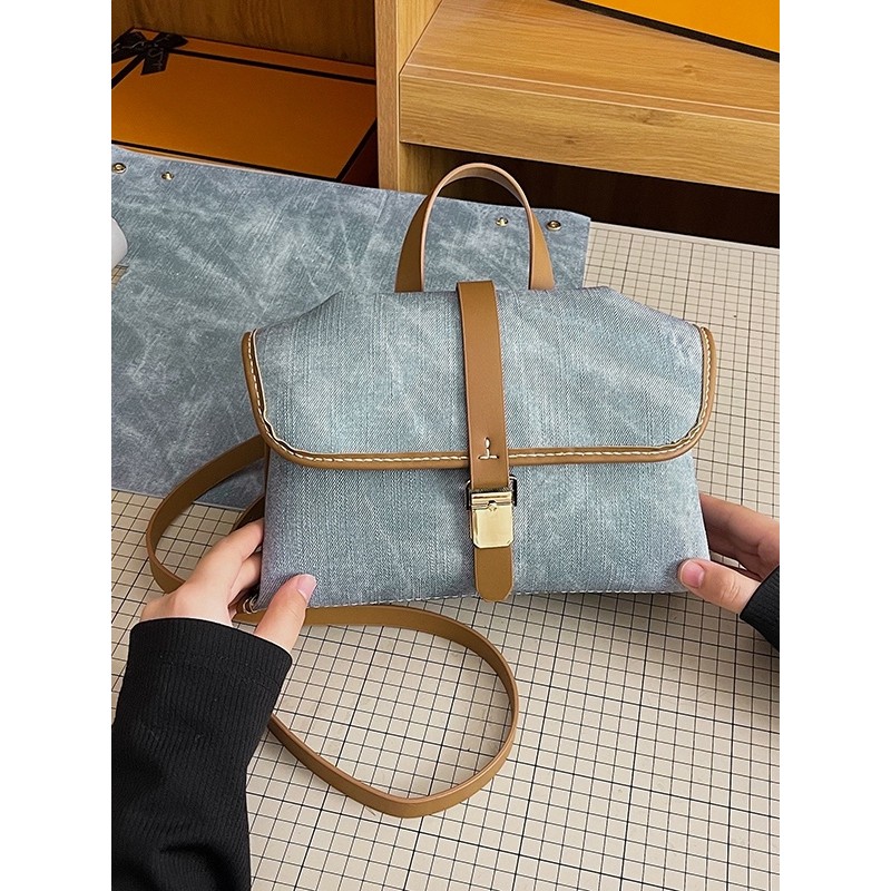 Bolsa mensageiro jeans diy, bolsa tecida à mão, Material caseiro, costurada à mão, pasta para alívio do tédio, cerimon