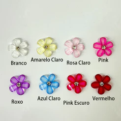 Aplique Flor Translúcida com Strass para Laços 100 pcs 1.8cm x 1.8cm
