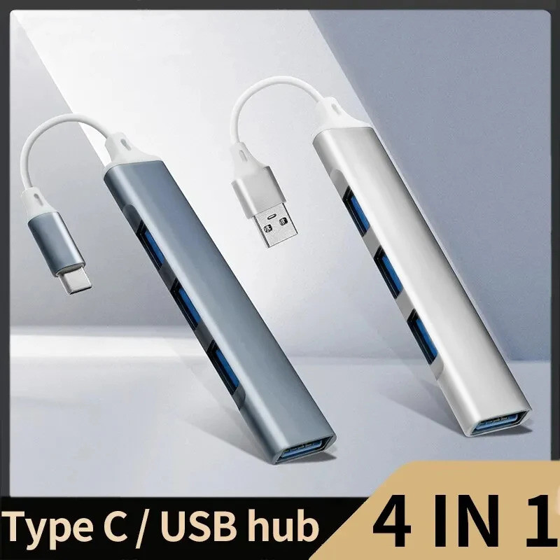 Hub USB 3.0 de 4 Portas, Hub USB C de Alta Velocidade, Divisor Tipo C 5Gbps para Acessórios de Computador, Hub Multiport