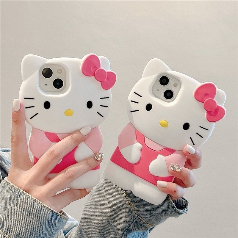 Sanrio 3D Rosa Olá Kitty Para Samsung Galaxy S26 S25 S24 S23 S22 Ultra S23FE S21 S20FE S21FE Macio Dos Desenhos Animados