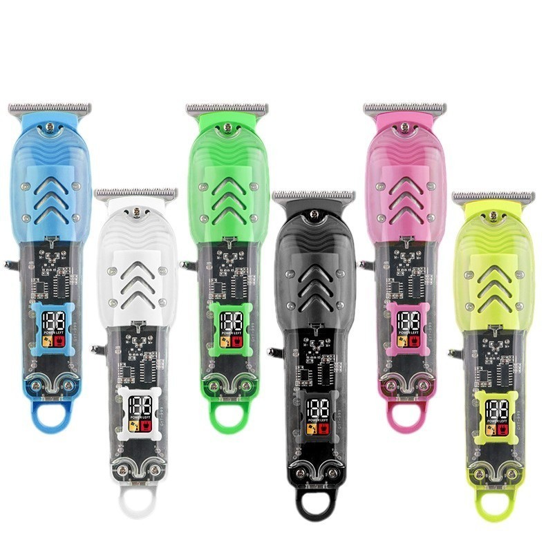 Máquina De Cortar Cabelo Profissional Smart Lcd Barbeador Elétrico Transparente Sem Fio Para Homens