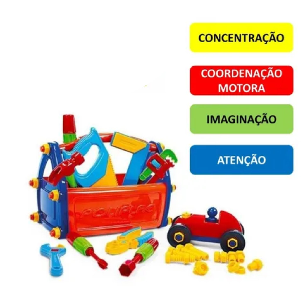 Kit Caixa De Ferramentas Infantil Com Carrinho Desmontavel Brinquedo Construção Oficina Mecanico
