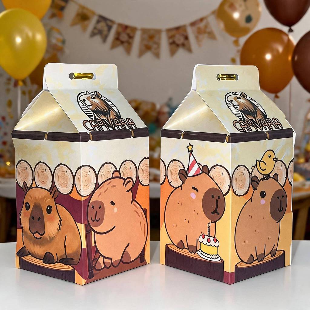 Caixinha Milk Capivara - lembrancinha, decoração, aniversário e festa