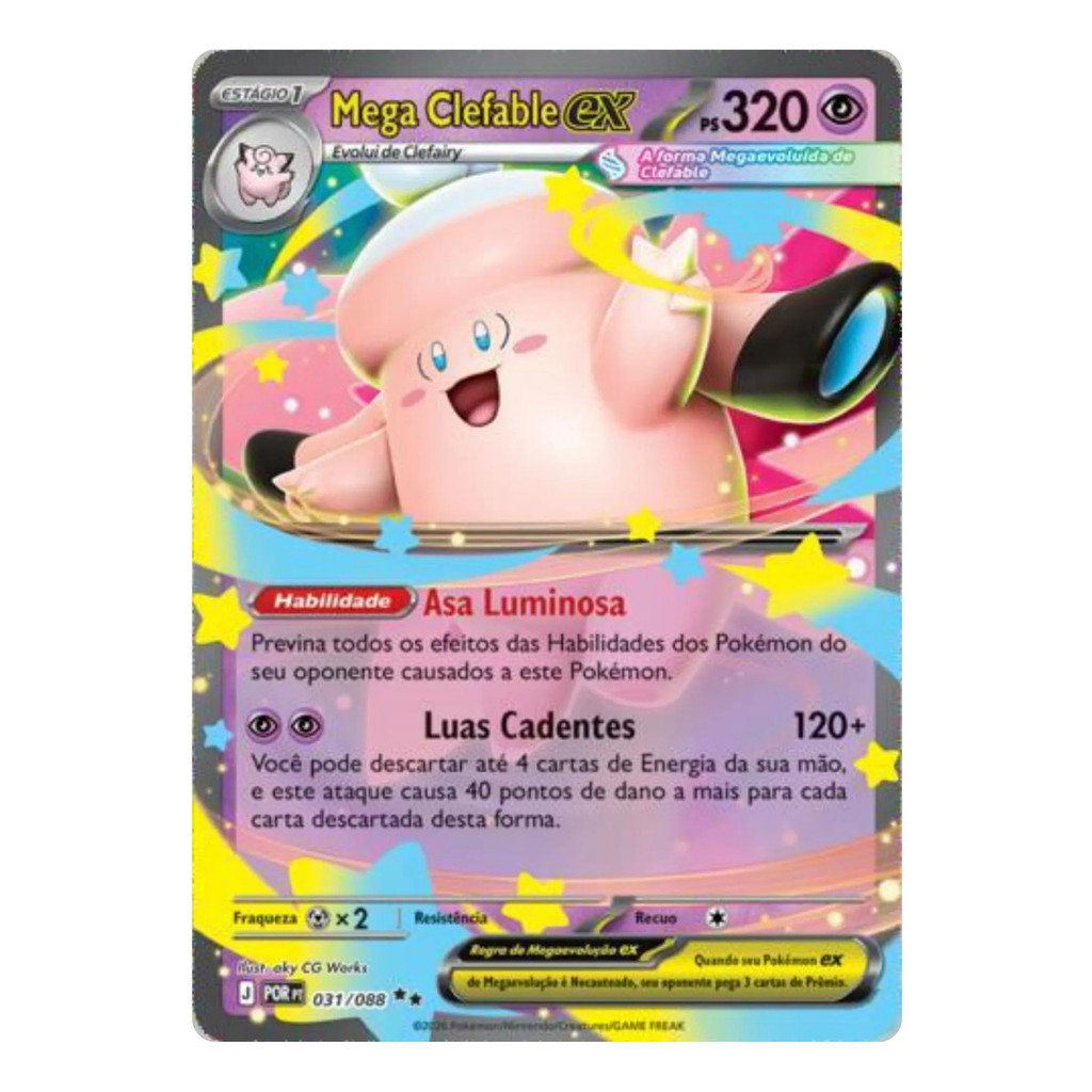 Carta Pokémon Mega Clefable Ex 031/088 Equilíbrio Perfeito