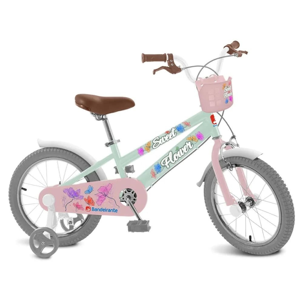 Bicicleta Infantil Bandeirantes Sweet Flower Aro 16 Quadro Aço Carbono Menta