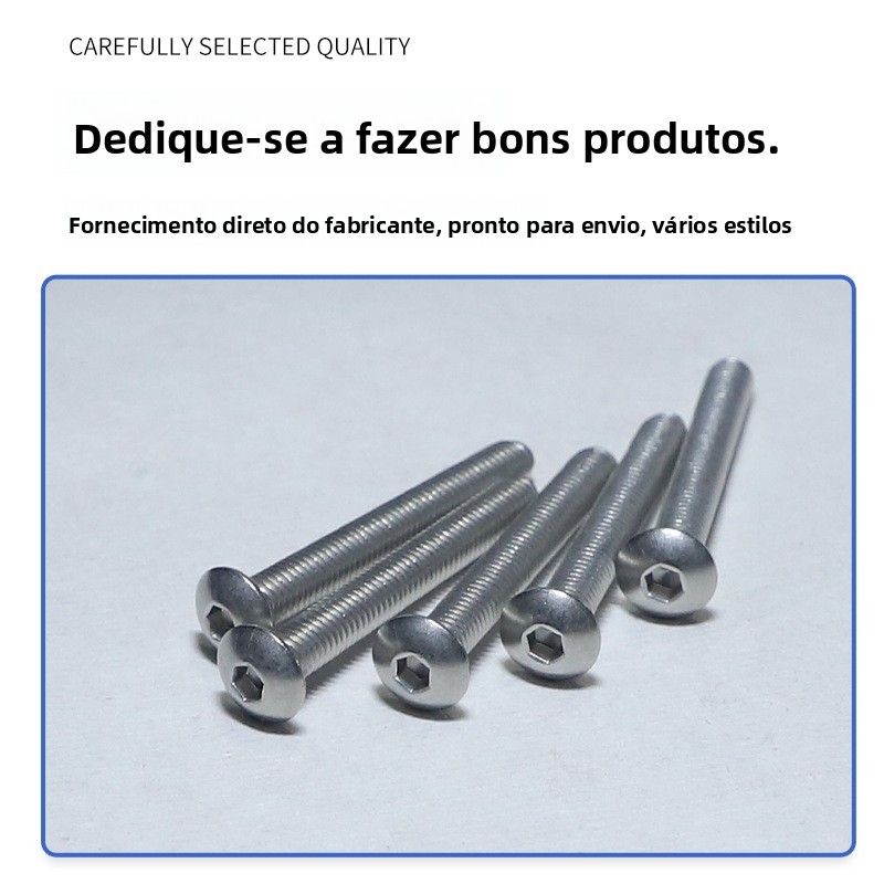 Parafusos de aço inoxidável 304/316 com cabeça sextavada semicircular, parafusos de cabeça panela, parafusos de cabeça s