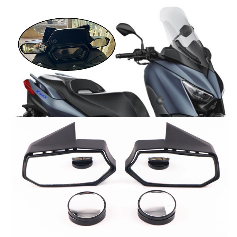 Novos Acessórios para Yamaha XMAX 300 X-MAX300 2023 2024 Espelho Retrovisor Frontal Modificado com Amplo Campo de Visão 