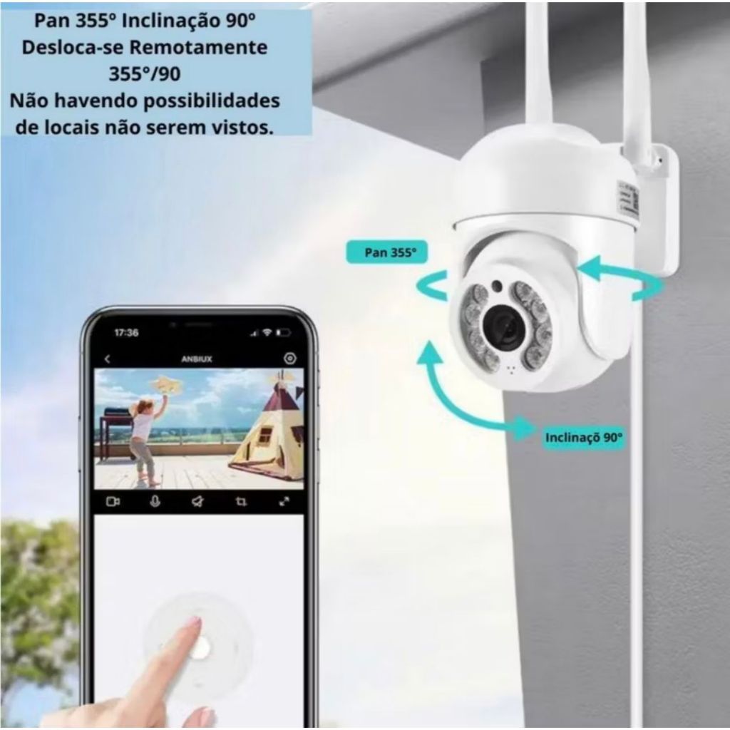 Kit 2/3/4/5 Câmeras De Segurança wi-fi externa À Prova D'água full hd IC IP 360 - Bivolt