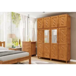 Guarda-Roupa Casal com Espelho 8 Portas 3 Gavetas Grécia Marrom/Mel Freijó