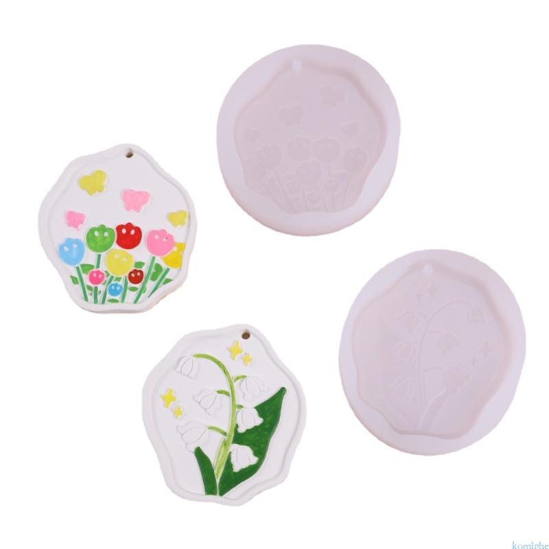 kom Lírios Do Vale Pendurado Tag Mold Carro Fragrâncias De Gesso Tulipa Borboletas Molde De Silicone
