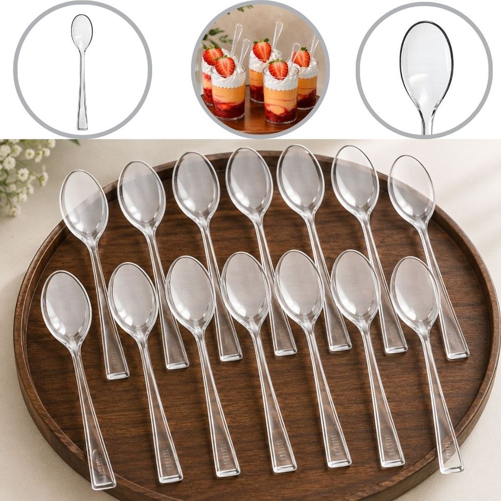 20~200 COLHER AMERICANA CRISTAL 10 CM PARA DOCES (PLASTILANIA) CHOCO