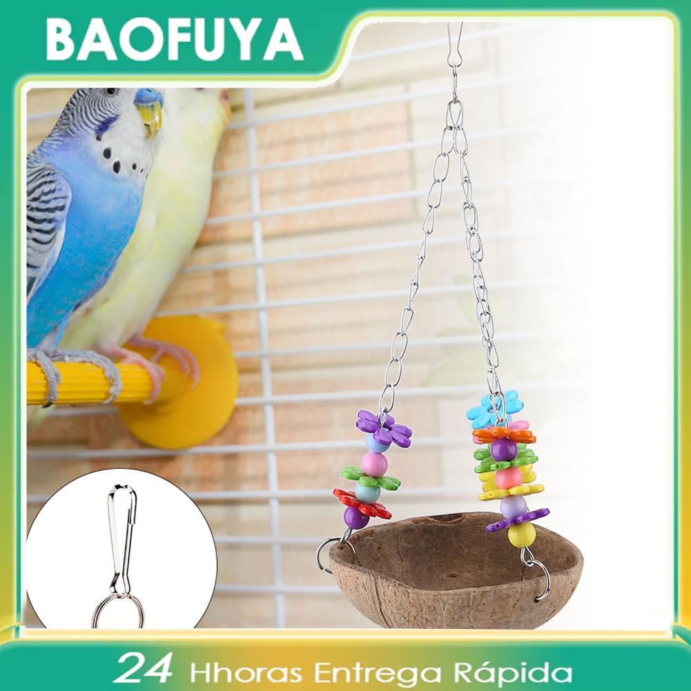 Brinquedo de balanço de casca de coco Vistreck Bird - Acessório de gaiola suspensa para mastigar e brincar