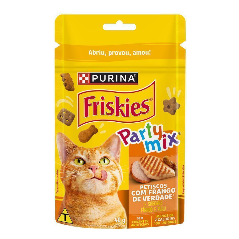 Purina Friskies Party Mix Petiscos Para Gatos Frango 40G
