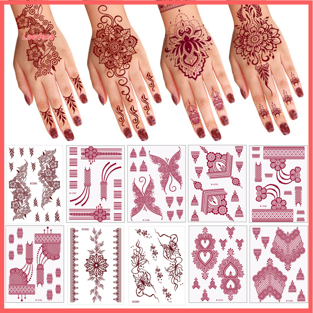 Safe Temporary Tattoos for Kids Waterproof Tattoo Stickers Flower Lace Lotus Design Fake for Women Men Diy Body Art for
