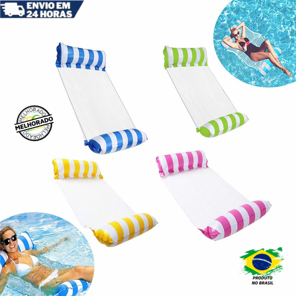 Rede Bóia Flutuante Piscina Cama Inflável Colchão para água Reclinável