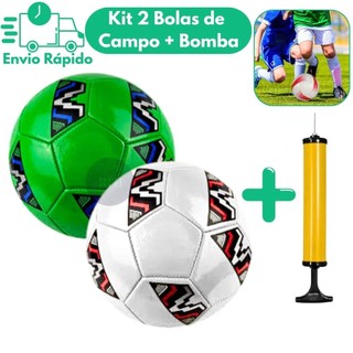 Kit 2 Bolas De Campo + Bomba De Ar PVC Cores Sortidas E Vibrantes Tamanho 5 Jogo Futebol