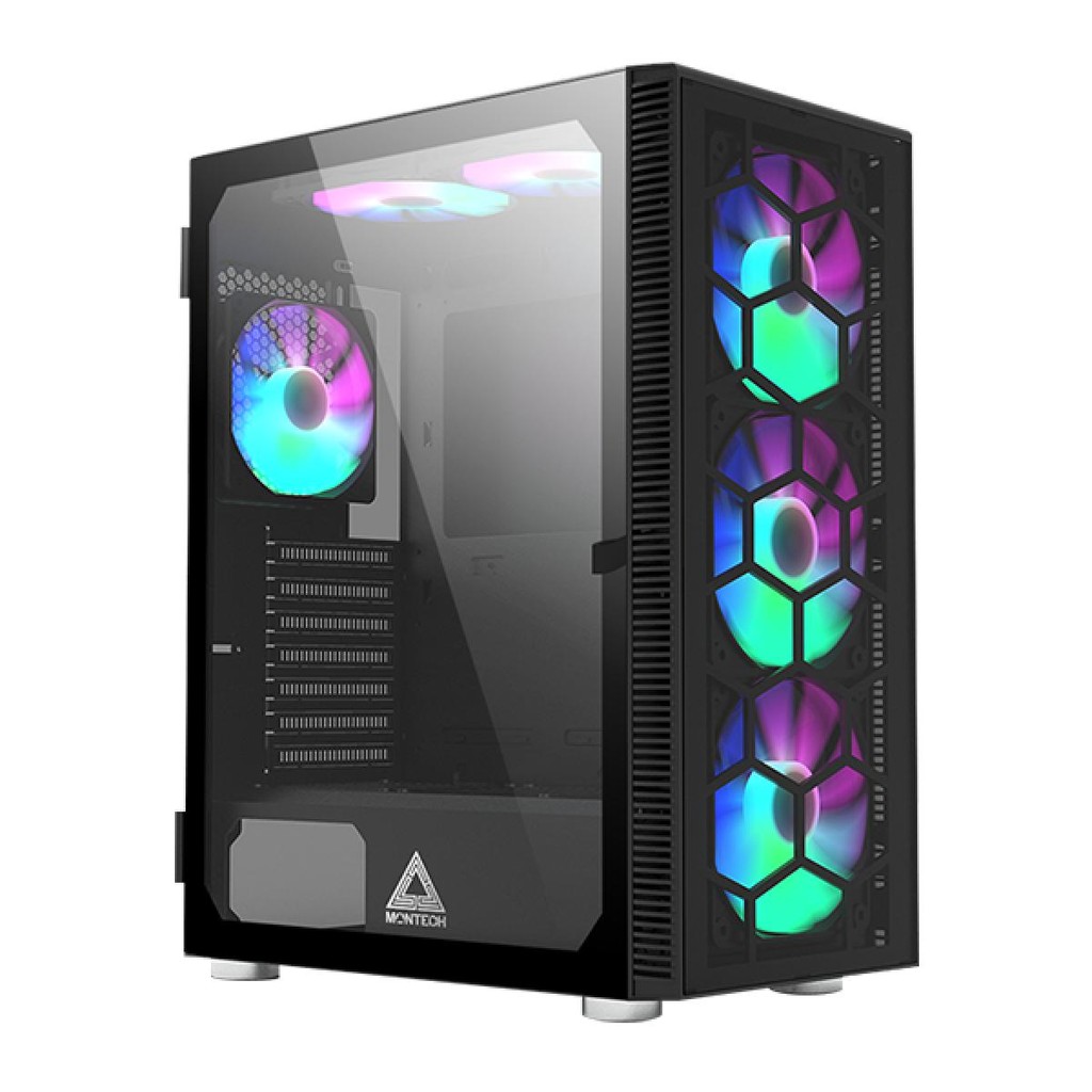 Gabinete Gamer Montech X3 Glass, Mid Tower, Black, ATX, Com 6 Fans, Vidro Temperado, X3 GLASS (B) em Oferta na Shopee