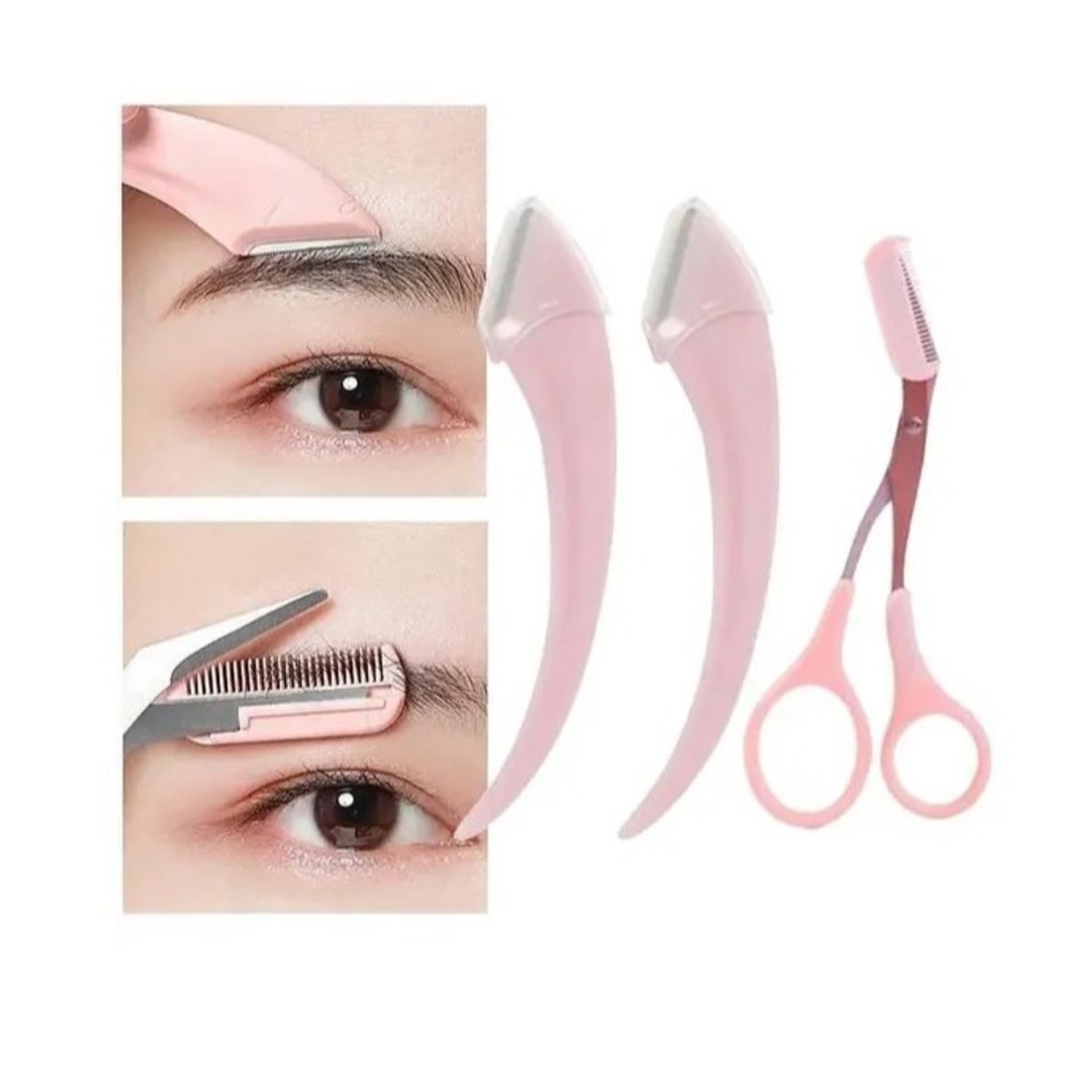 KIT Tem 2 NAVALHA+1 TESOURA PENTE/Kit para aparar sobrancelhas-312-433