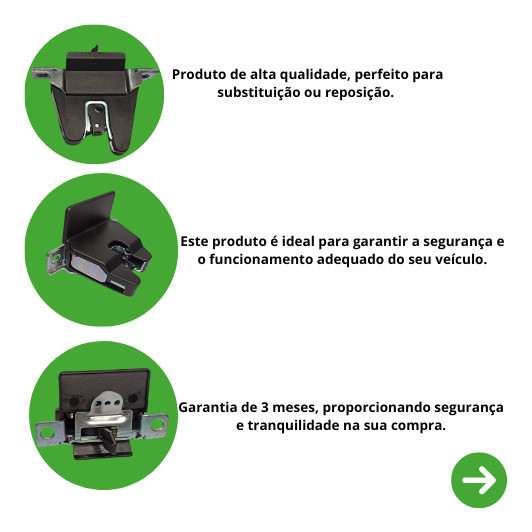 Detalhes do Fechadura Mecânica Manual da Tampa Traseira Gol G5 2007 a 2012  Gol G6 2011 a 2016
Gol G7 2016 a 2023