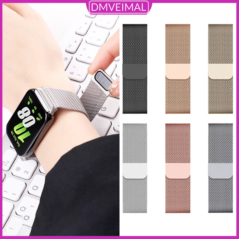 Pulseira De Metal Milanesa Aço Inoxidável Magnético Para Relógio Smartwatch Samsung Galaxy Fit 3 Strap em Oferta na Shopee
