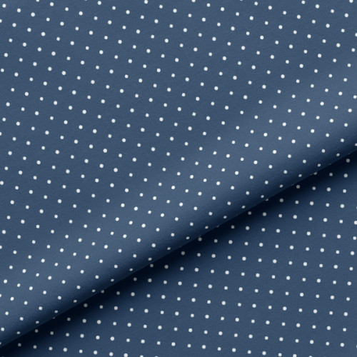Sarja Impermeavel Bolinha Mini Micro Poa Branco Fundo Azul Jeans 100% Algodão Confecção Fina