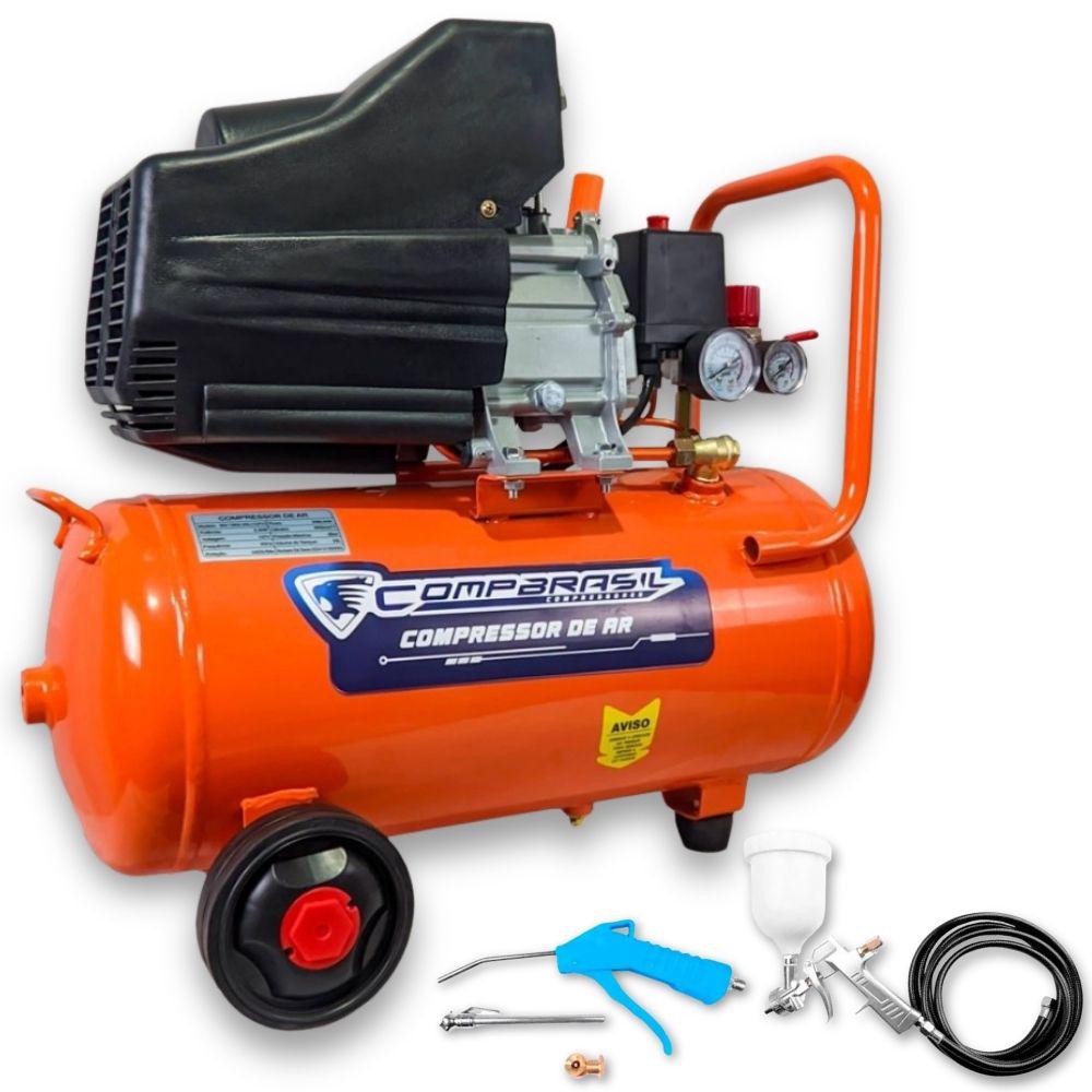 Compressor Portátil 2HP 25L Lubrificado COMPBRASIL com Kit para Compressor 6 Peças FERRARI...