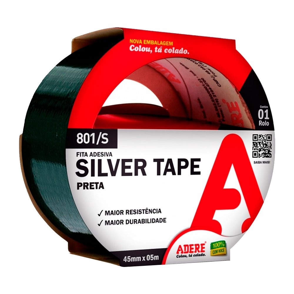 Fita Silver Tape Adere 45mmx5m Preto em Oferta na Shopee